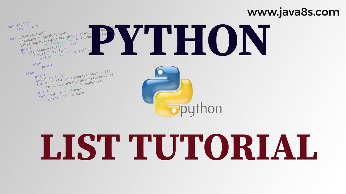 SilanSoftware's tweet image. Want to learn more about the List in Python?Be productive and become a programmer and learn more about Python.
Click the link below and learn more about it :-
java8s.com/lesson/python-…
#java8s
#silantechnologybbsr