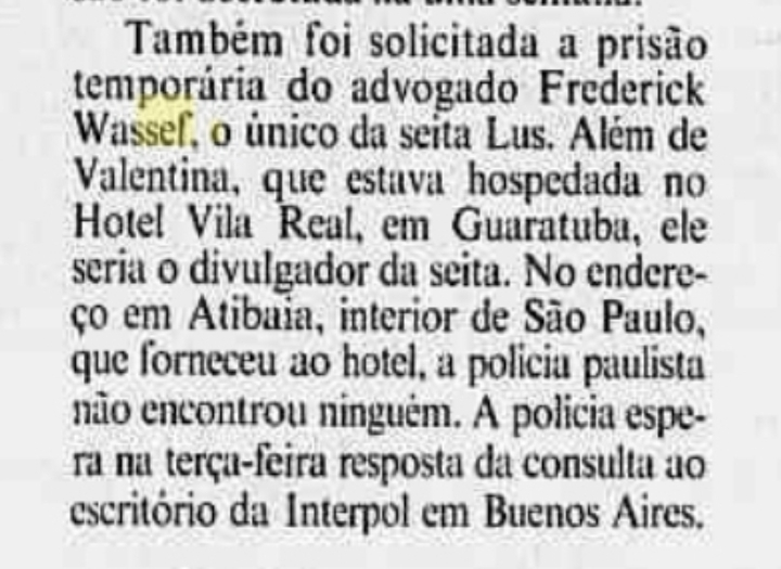 albertocalmeida's tweet photo. Em 1992 ocorreu no Paraná uma investigação sobre uma seita que sacrificou uma criança. Quem veio a se tornar advogado de Bolsoanro, Frederick Wassef, estava envolvido. Nesta edição do Jornal do Brasil. https://t.co/v9US0CrorA