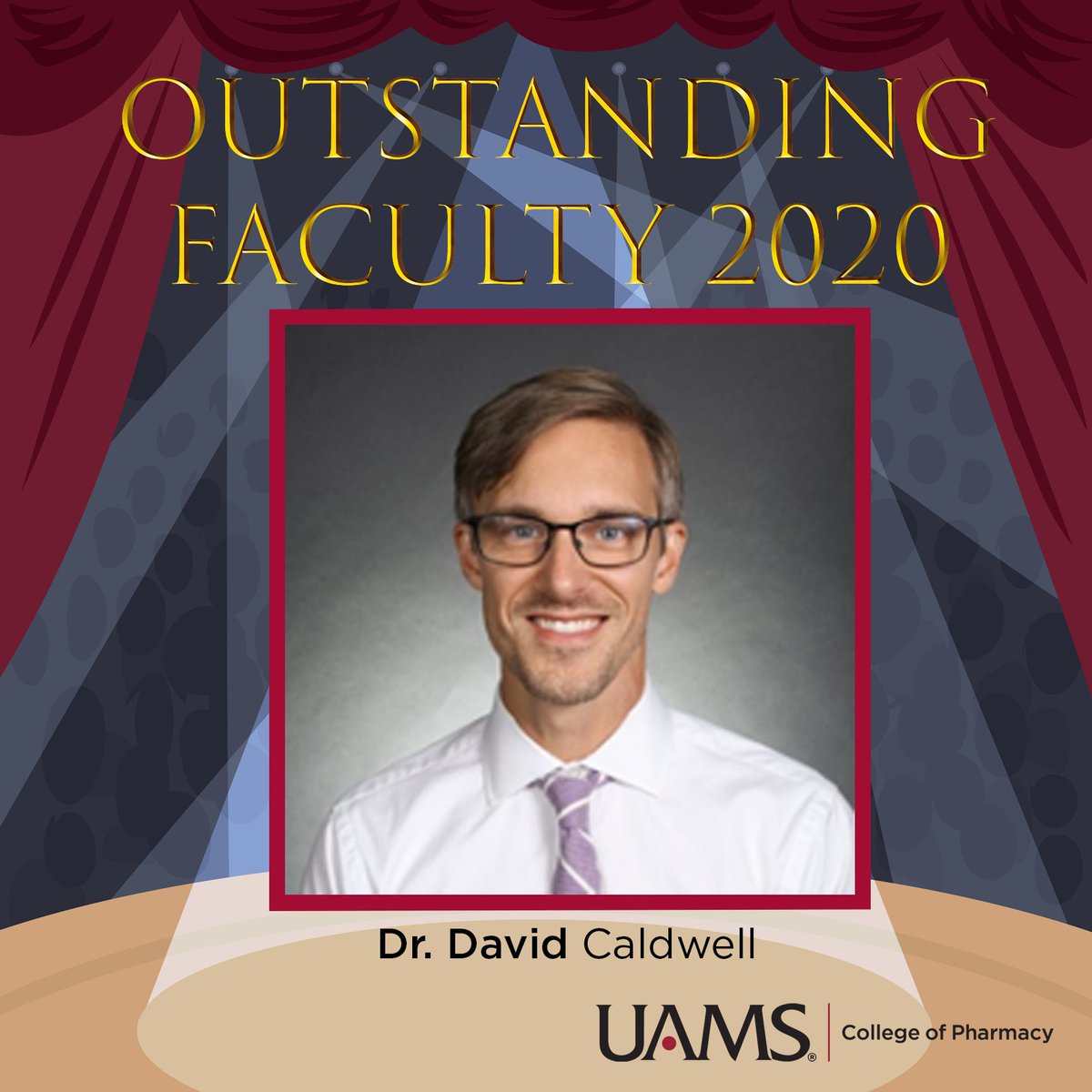 UAMSPharmacy's tweet photo. 🎉CONGRATULATIONS! 🎉 

Dr. David Caldwell received the Class of 2020 Department of Pharmacy Practice Outstanding Faculty Award. He is an associate professor in the department. 
#UAMSPharm #UAMSCOP 

MORE➡️  https://t.co/WmVp7NysGX https://t.co/NsyPaanZBl
