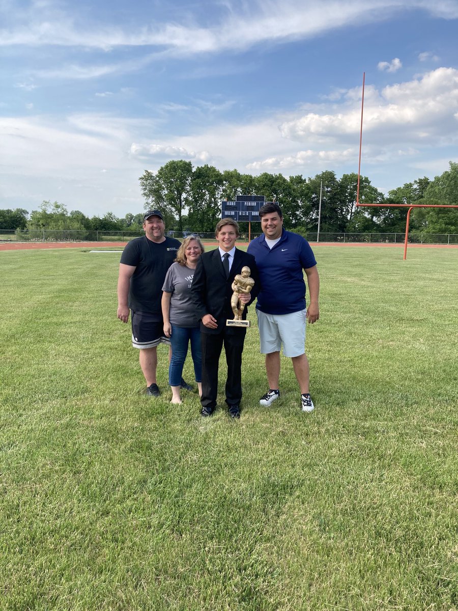 Aiden Baker, of North Putnam High School receives his National Football Foundation Scholar Athlete Award with his Coach Sam Cannes and his parents, John and Lori Baker. Congratulations Aiden!