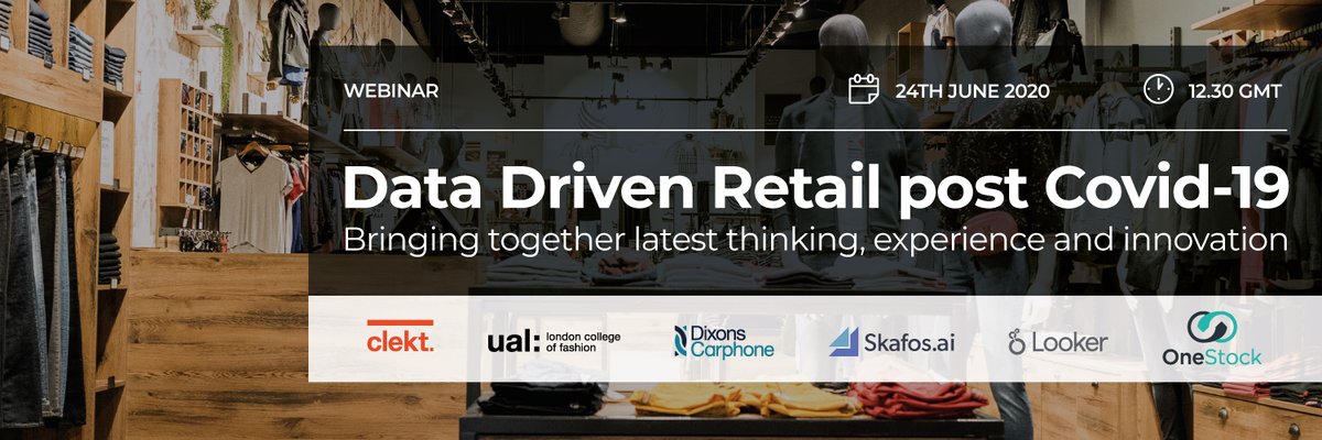 Our 'Innovation Hub' partners @_OneStock @SkafosAI & @LookerData are all presenting at our webinar on the 24th June when we will explore how retail needs to be more data-driven post-COVID-19. #retailtransformation #DataScience #CustomerExperience 

eventbrite.co.uk/e/lcf-fashion-…