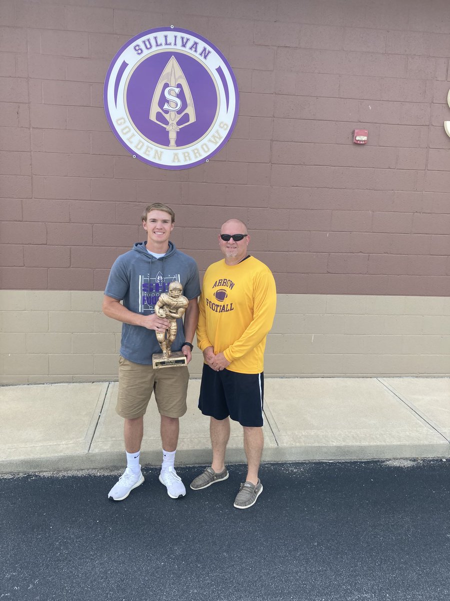 Spencer Pirtle, Of Sullivan High School presented with his National Football Foundation Scholar Athlete Award with his Coach, Blaine Powell. Congratulations Spencer!