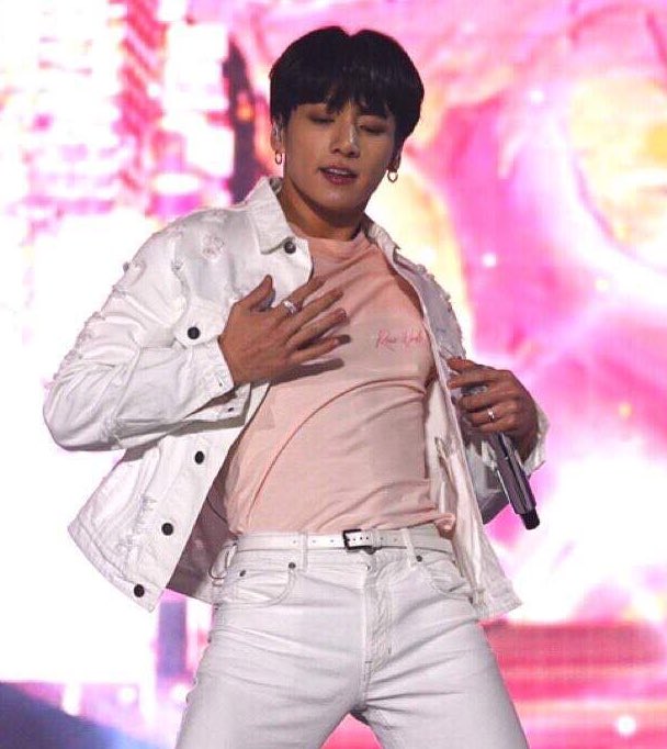 jungkook with his shirt tuck in; a thread