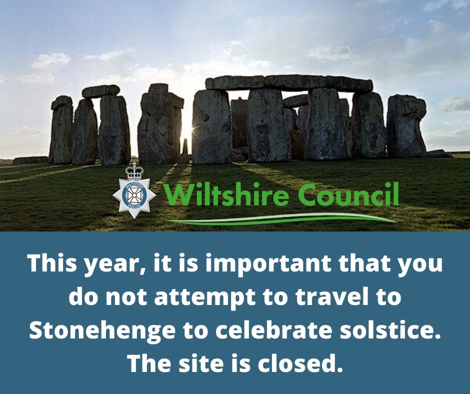 wiltshirepolice's tweet image. Unfortunately, @EH_Stonehenge will remain closed for solstice this weekend. We fully support the decision by @EnglishHeritage not to allow access to the site in line with gov guidance. If you wish to celebrate solstice, please do so at home.
wiltshire.police.uk/article/6243/S…