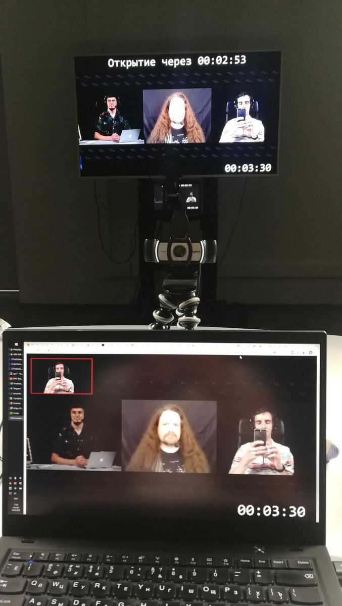 ilabutin's tweet photo. @dylanbeattie @DotNextConf And from the other side of the screen (also with @kulakovt) https://t.co/RH7N3FwUVO