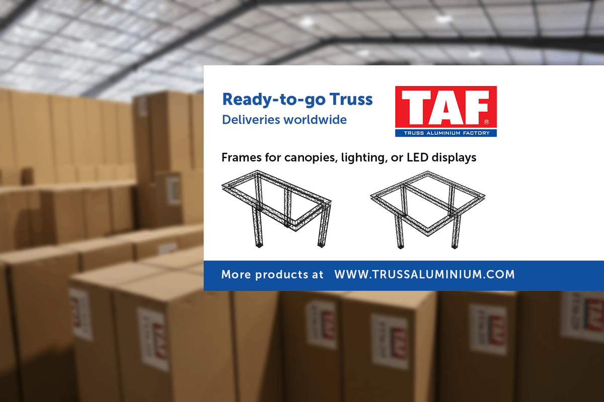 TrussAluFactory's tweet image. You can use our truss set-up packages as an overhead structure or as a freestanding frame for canopies, lighting, led displays. Indoor and outdoor use. Require yours: 
Europe &amp;amp; others ➡info@taf.cz
USA &amp;amp; Americas ➡info@trussaluminium.com

#trussing #TrussSystem #canopies