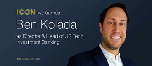 ICON is delighted to announce the opening of our US office in San Francisco and the appointment of Ben Kolada as Head of US Tech Investment Banking.
Check out Ben's biog here > bit.ly/37DoOGD

#venturecapital #growthcapital #privateequity #mergersandacquisitions #USA
