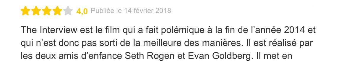 Date de la critique de The interview : 14 février 2018Date de la video : 30 mai 2020