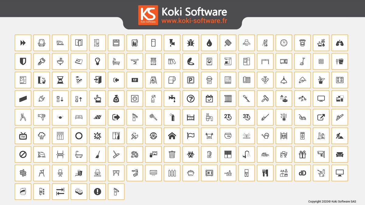 KokiSoftware's tweet image. [Koki Software] c&apos;est plus de 150 icônes personnalisés pour vos #protocoles de #nettoyage et #bionettoyage. Nous produisons régulièrement des ressources graphiques afin de répondre aux contraintes des différents secteurs d&apos;activités.

#santé #ehpad #tertiaire