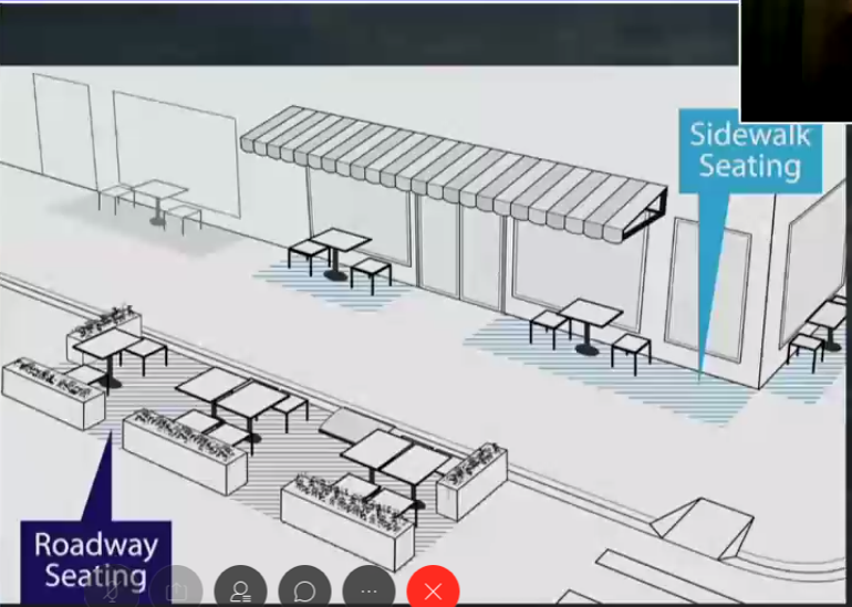 K_Culliton's tweet photo. NYC Drivers: Get ready to lose some parking spaces. Diners, get ready to eat in some parking spaces. Here is what curb lane seating could look like: https://t.co/yBNsSBJKBO