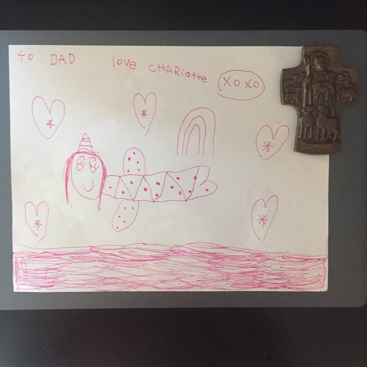 CharlesScribner's tweet photo. #PollutersBeware: Charlotte put a surprise drawing of a #narwhal on my laptop. I will harness the power of #narwhals to #DefendRivers. https://t.co/k9TSVfLKxN