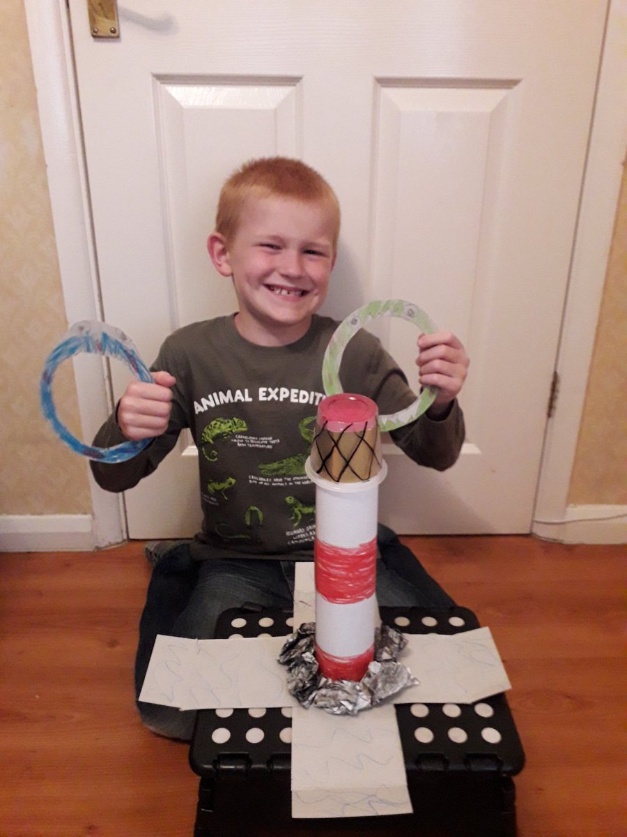angemc7's tweet photo. Oliver 9B has made a Lighthouse Hoopla complete with sea monster rings. Great fun for a rainy day 😃🌧 @BroughtonCP https://t.co/23vkDCXabE
