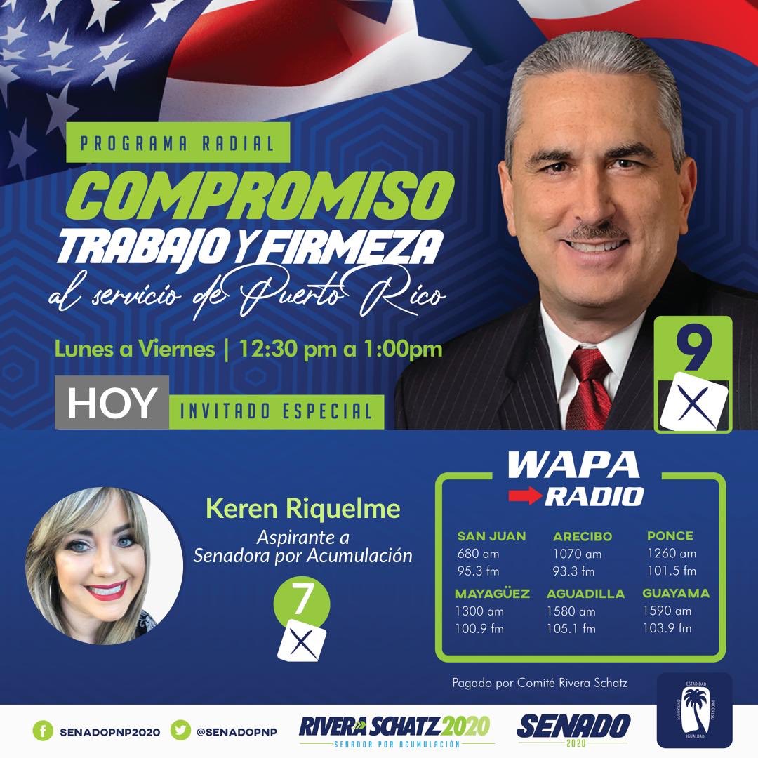 HOY📻• Programa Radial: Compromiso, Trabajo y Firmeza al servicio de Puerto Rico. 

Invitada especial; Aspirante al Senado  por Acumulación <a href="/KerenRiquelme51/">Keren Riquelme Oficial</a> . #SenadoPNP