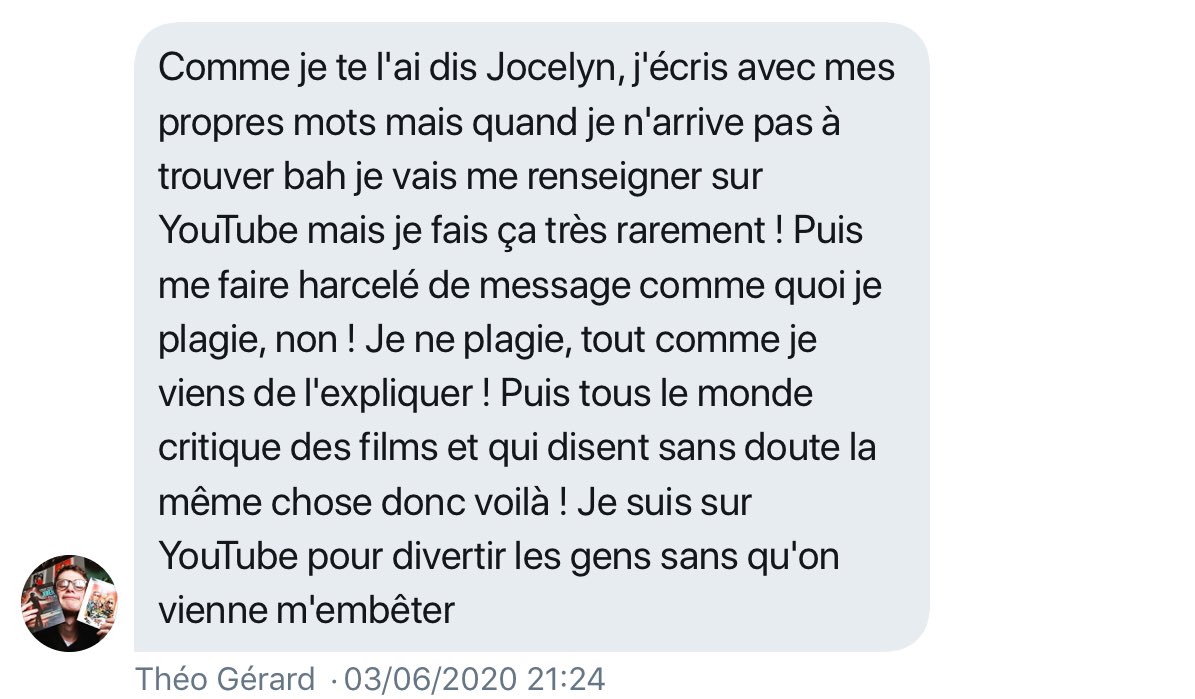 Je décide donc de creer un groupe pour que l’affaire se regle avec Theo, ma source et moi ! Il dit que ma source l’a harcelé de messages (je ne sais pas si il ment)