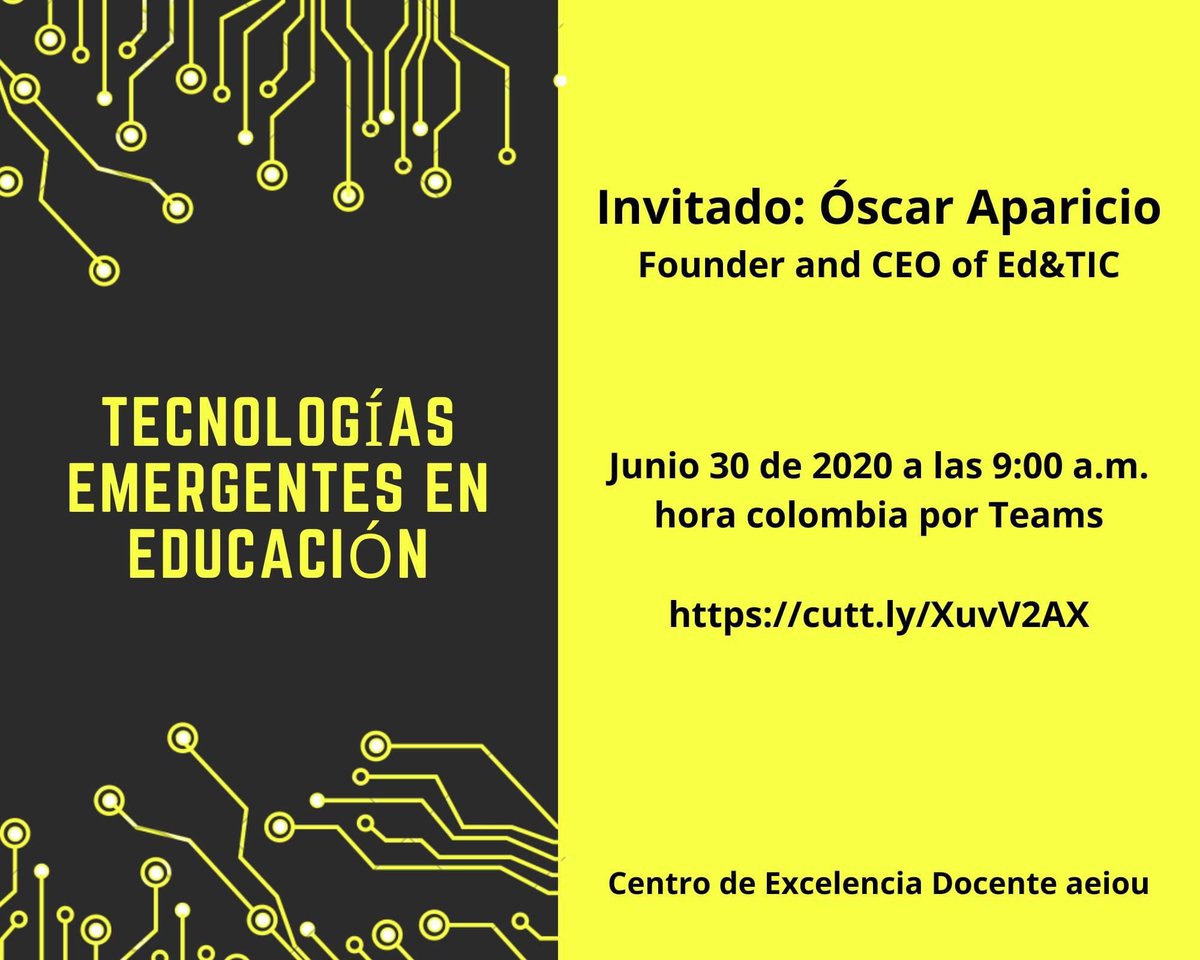 oscaryecid's tweet photo. Tecnologías emergentes en educación https://t.co/y3pyjtqIQY