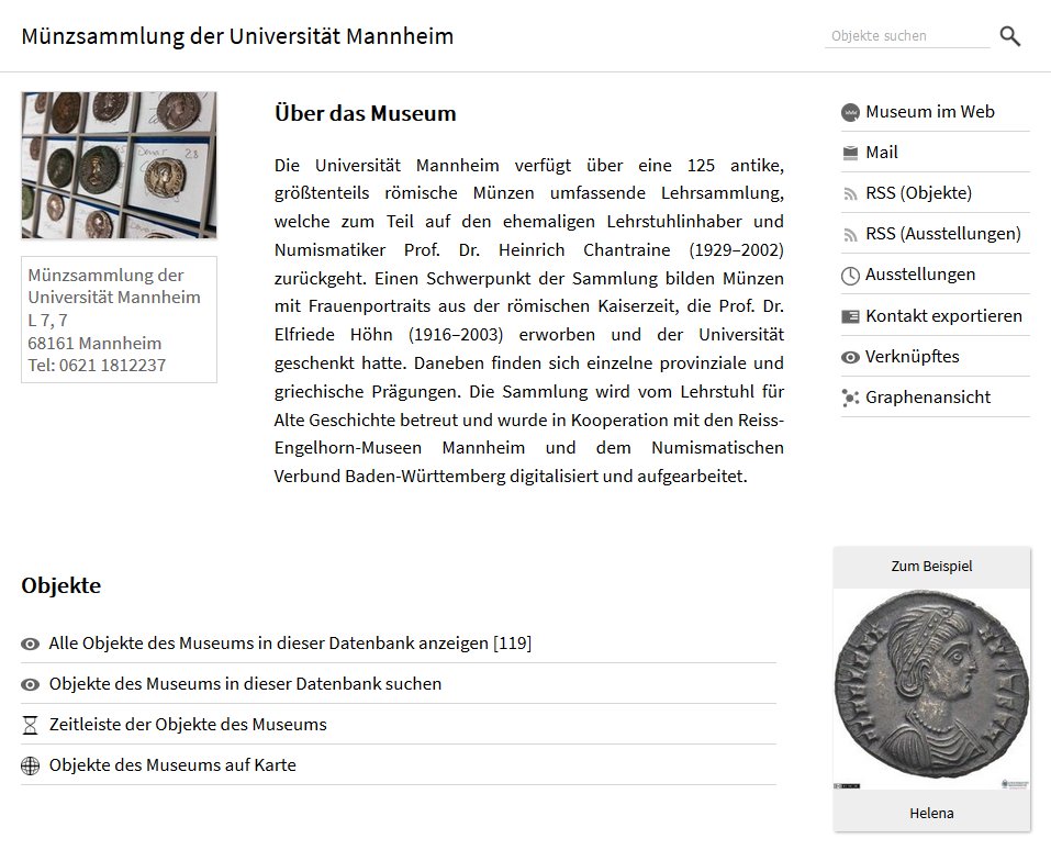 Die Münzsammlung der Universität Mannheim zeigt ihre Bestände nun auch bei <a href="/museumdigital/">museum-digital</a>. Das Besondere? Hier gibt's außergewöhnlich viele Frauen zu sehen! Dank an @FrankvonHagel