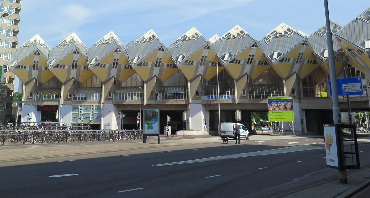 LianaOsorio1's tweet photo. Cube houses in Rotterdam, The Netherlands, were designed in 1977 by architect Piet Blom. The idea was high-density housing with sufficient space on the ground level. There are 38 small cubes and 2 super-cubes. One is a show cube furnished as a typical house #MuseumsUnlocked day79 https://t.co/yhgmPXuTOC