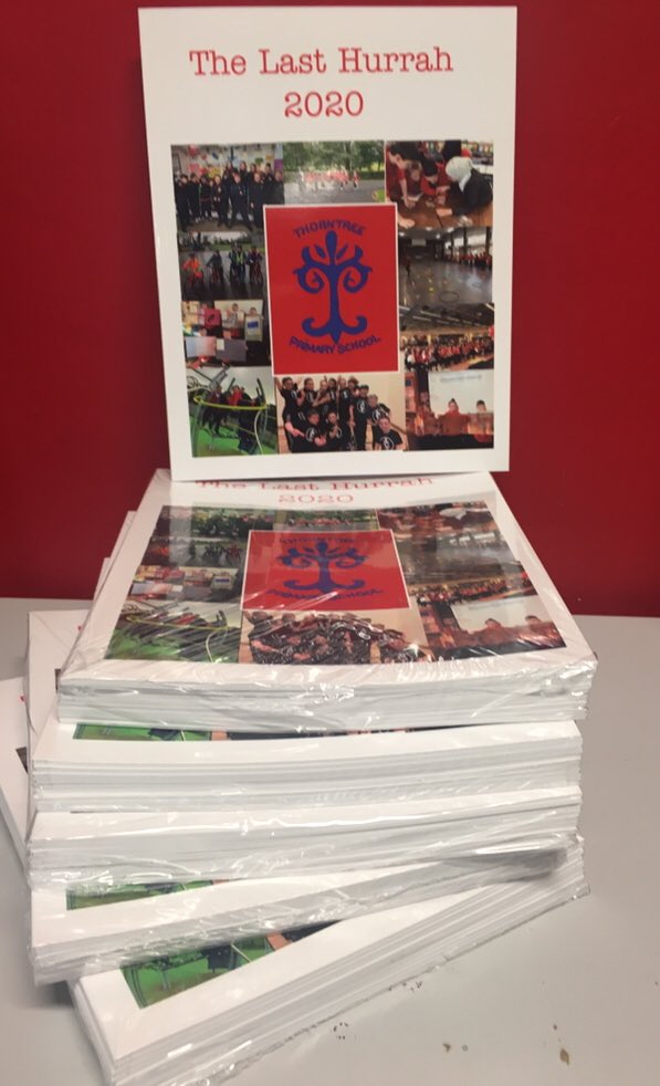 Hornjus's tweet photo. ❤️Thorntree Primary 7❤️ We have made your Last Hurrah into a book for you! Memories, photos and good wishes. See you on Monday 22nd June 1-3pm to collect your very own 2020 yearbook. Please come and see us at your P7 door. @ThorntreeHT⁩ ⁦@howat_15⁩ ⁦@MccloreyMr⁩ https://t.co/nqDsbhxAVU