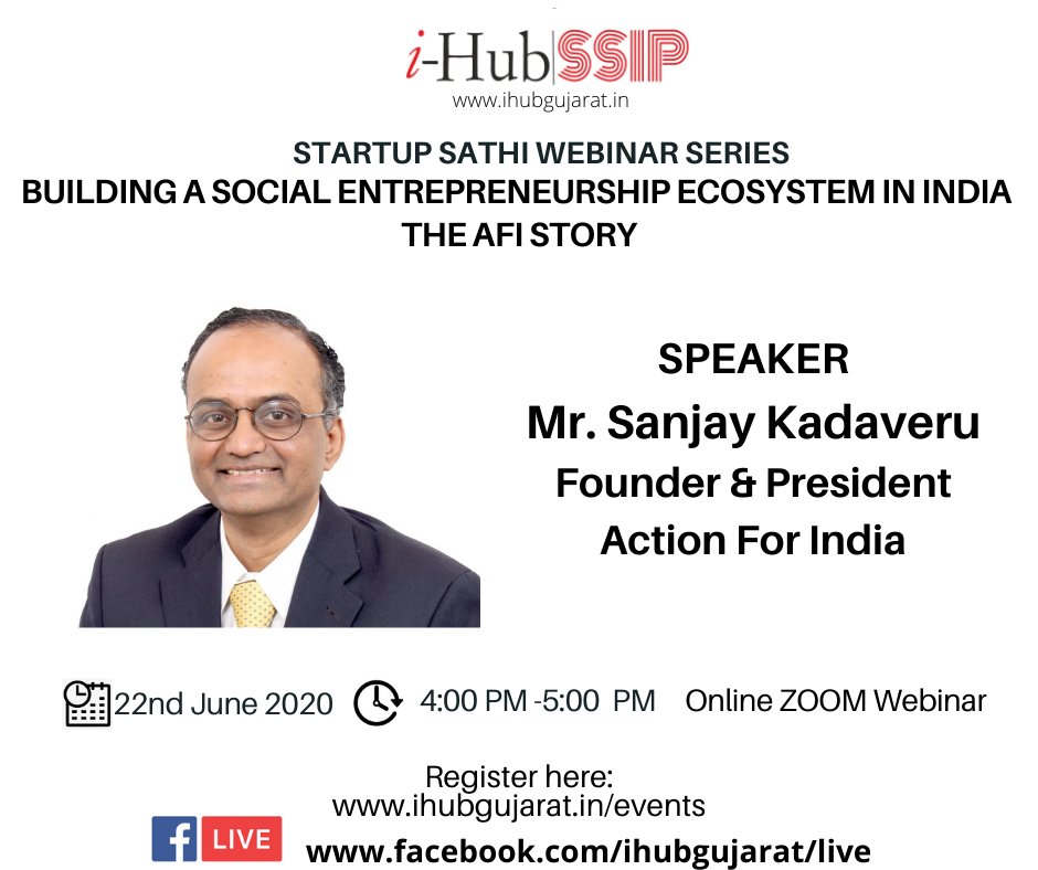 Hear our Founder share his experience on building the Social Entrepreneurship ecosystem in India at <a href="/ihubgujarat/">iHub</a> !

When: Monday, June 22, 4-5 PM IST

Register Now: lnkd.in/gxQyBAd