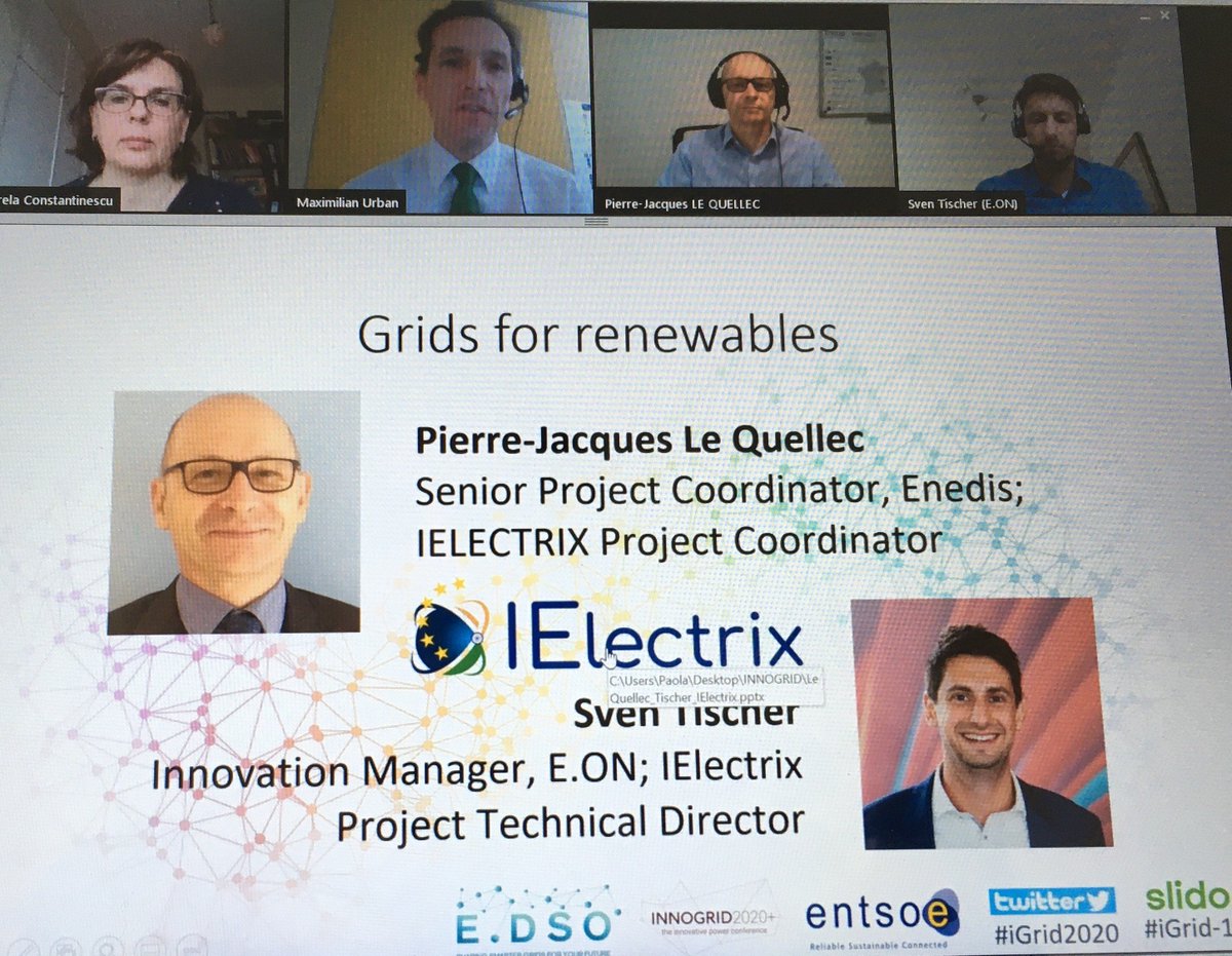innovation_eon's tweet photo. Today Sven Tischer from E.ON presented our project @Ielectrix_H2020 at the digital #Innogrid2020 conference. IElectrix shows how to integrate #renewables into the grid faster & cheaper with help of batteries and enable energy communities to use locally generated energy https://t.co/q8kdzaKX3p