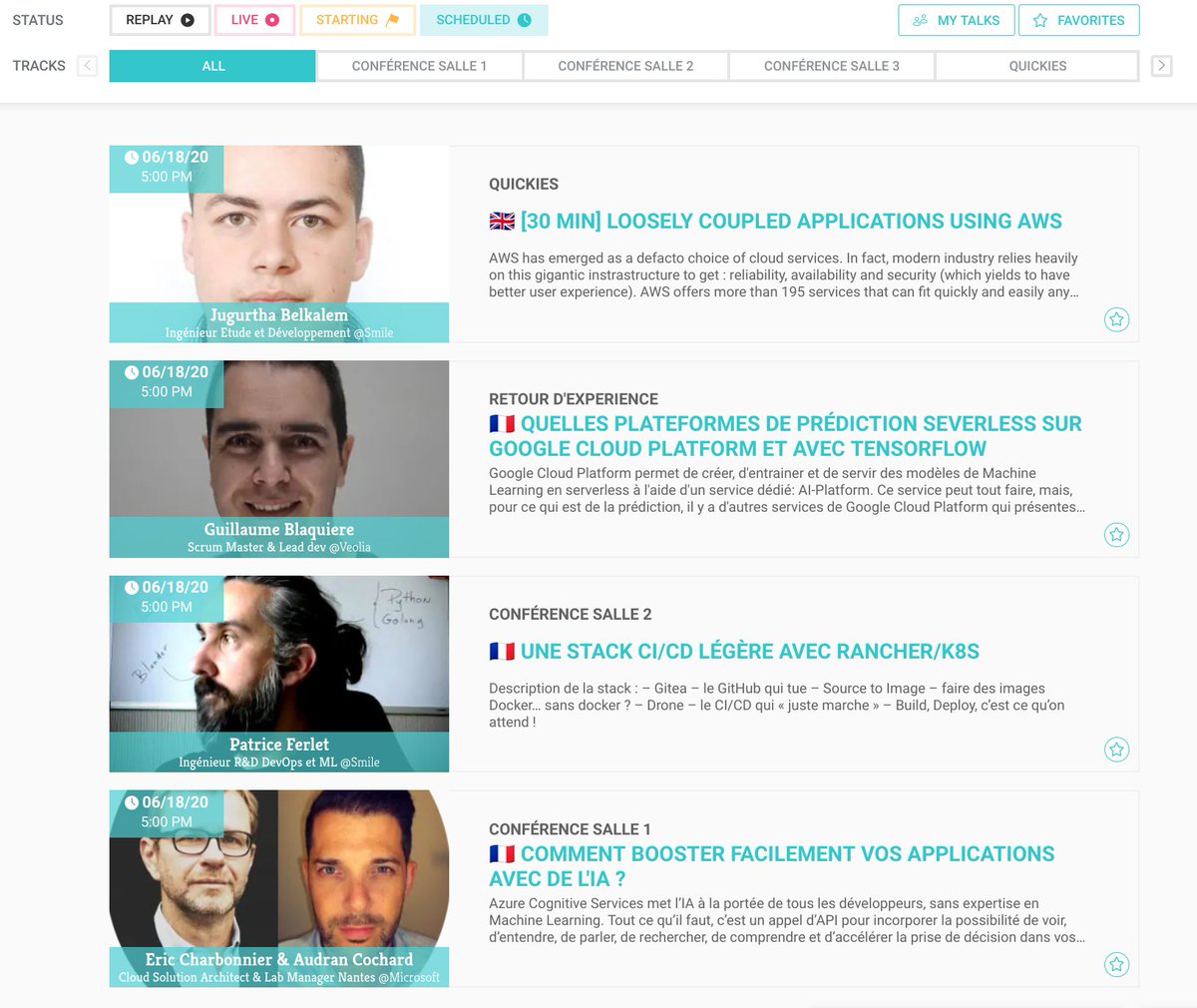 La dernière ligne droite #cloud pour 17h avec deux talks de notre #sponsor <a href="/GroupeSmile/">Smile - I.T is open</a> , un rex de <a href="/Veolia/">Veolia</a>  et <a href="/microsoftfrance/">Microsoft France</a>  sur l'#IA