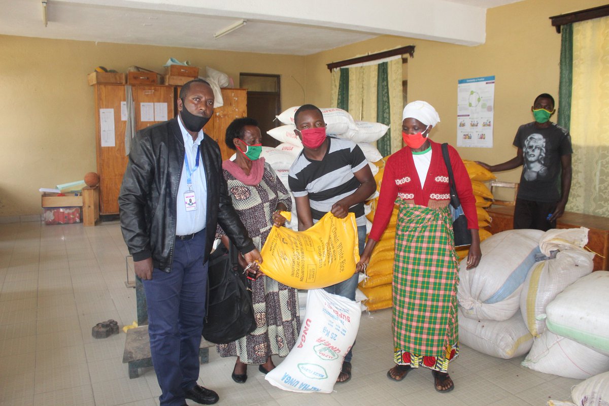 The Executive Secretary of Shyira Diocese Rev Kubwayo M Charles Represented the Bishop of Shyira Diocese The Rt Rev Dr Mugisha M Samuel on the Second phase of Supporting Sonrise Members by giving them food made up of Beans,Sugar Rice and Maize Flour(Kawunga) to sustain them.