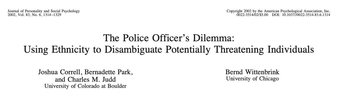 254/ "These studies have demonstrated that the decision to shoot may be influenced by a target person’s ethnicity. In four studies, [non-police] participants showed a bias to shoot African American targets more rapidly and/or more frequently than White targets."