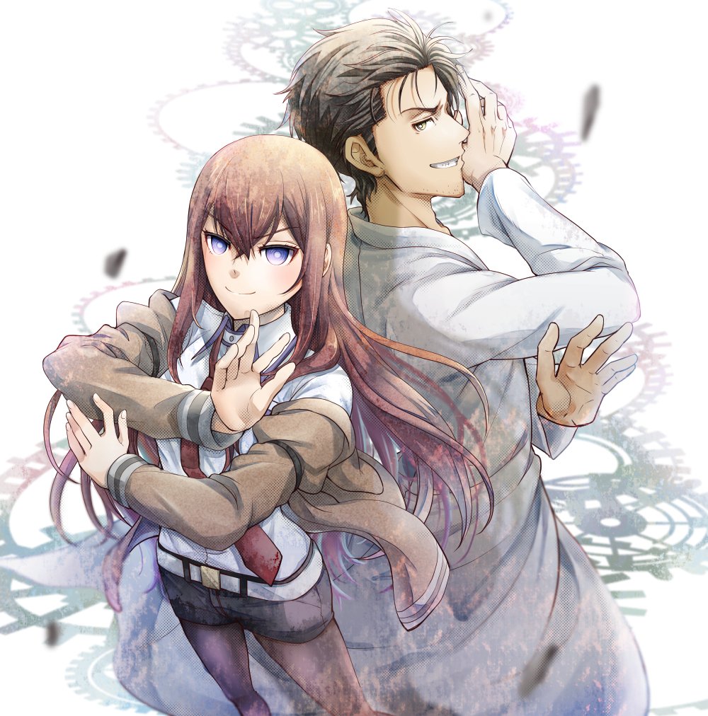 牧瀬紅莉栖 ,岡部倫太郎 「鳳凰院夫婦 | 元々さかな #pixiv https://t.co/iPMSHr」|元々さかなのイラスト
