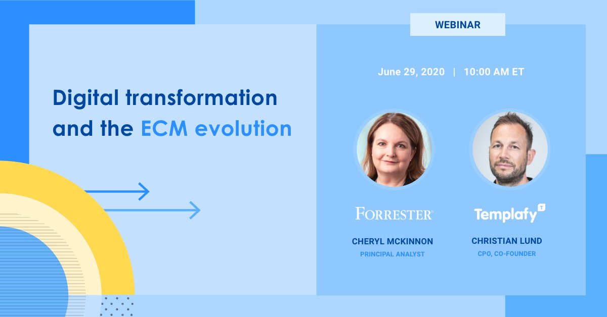 What continues to surge to the forefront of digital transformation initiatives? 

The evolution of ECM 💡

In our next webinar on June 29th, we’ll talk more about how this technology is developing. 

Sign up via this link: hubs.ly/H0rGfMk0

#forrester #ECM #webinar