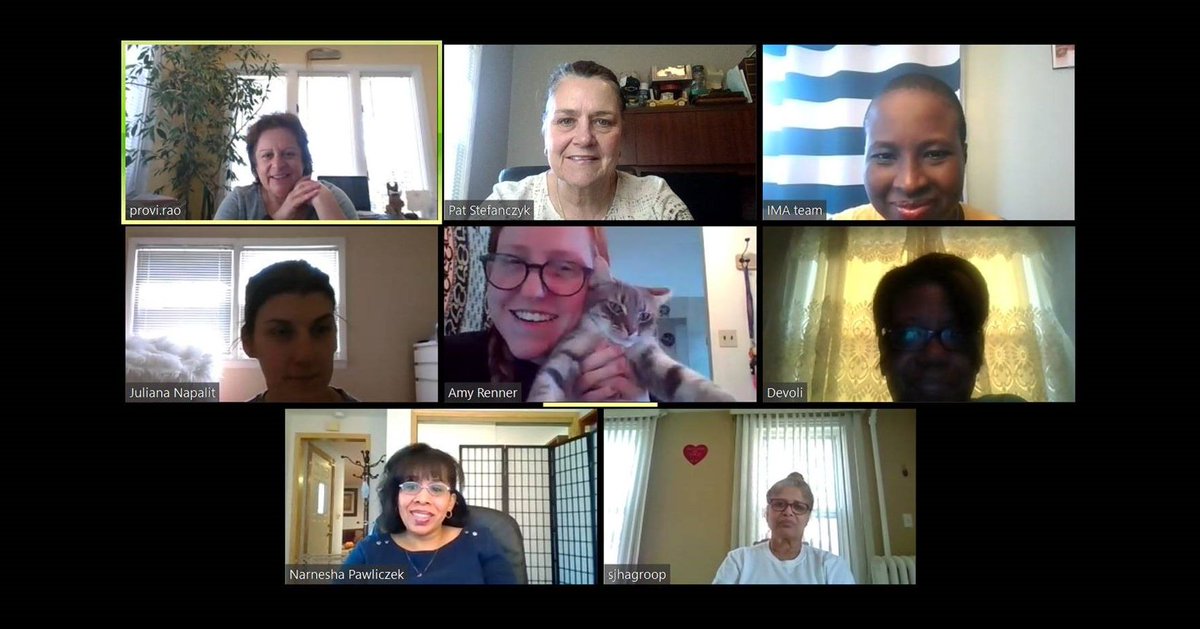 IMA_News's tweet photo. Hello from our Regional Councils & Chapters team! Spot the kitty making a guest appearance during a recent virtual meeting. ๐ฑ Then post your own #remotework photo with the hashtag #IMAWorksFromHome! https://t.co/5AKXKGdfqq