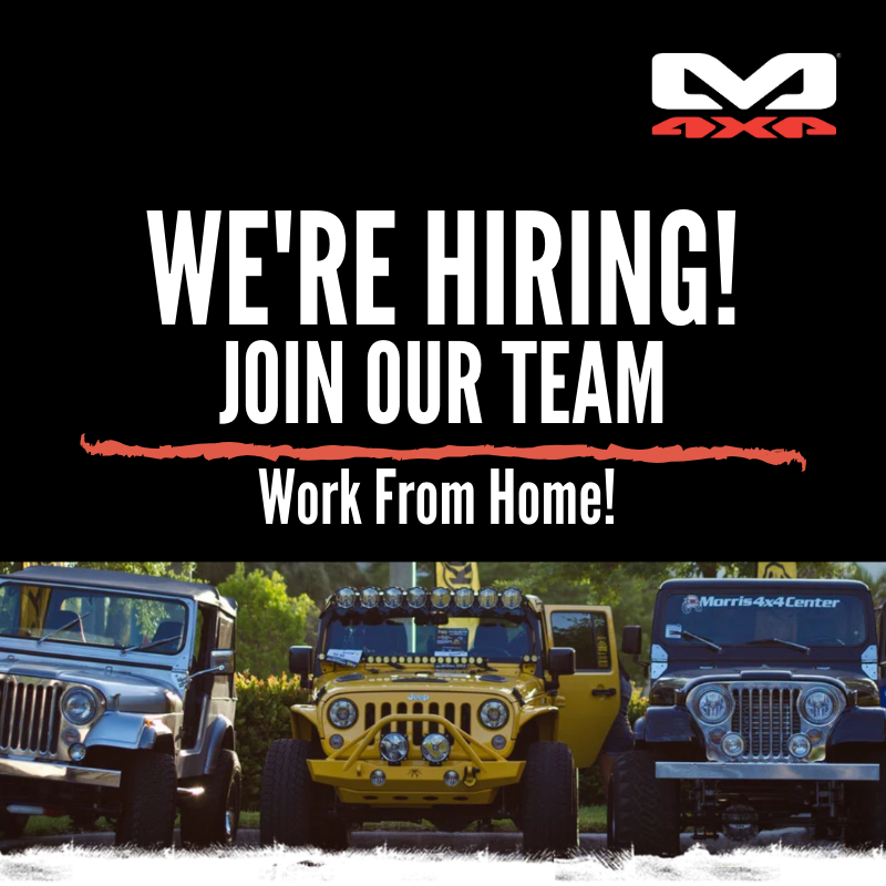🚨NOW HIRING🚨 Innovative, Out-going, Authentic, & Passionate about Offroading? Raise your hand if that's you. #Morris4x4 is hiring various positions. Become part of our awesome team and work from home. -Inside Sales - Phone Specialist: buff.ly/3fCUI90 #Jeep #nowhiring