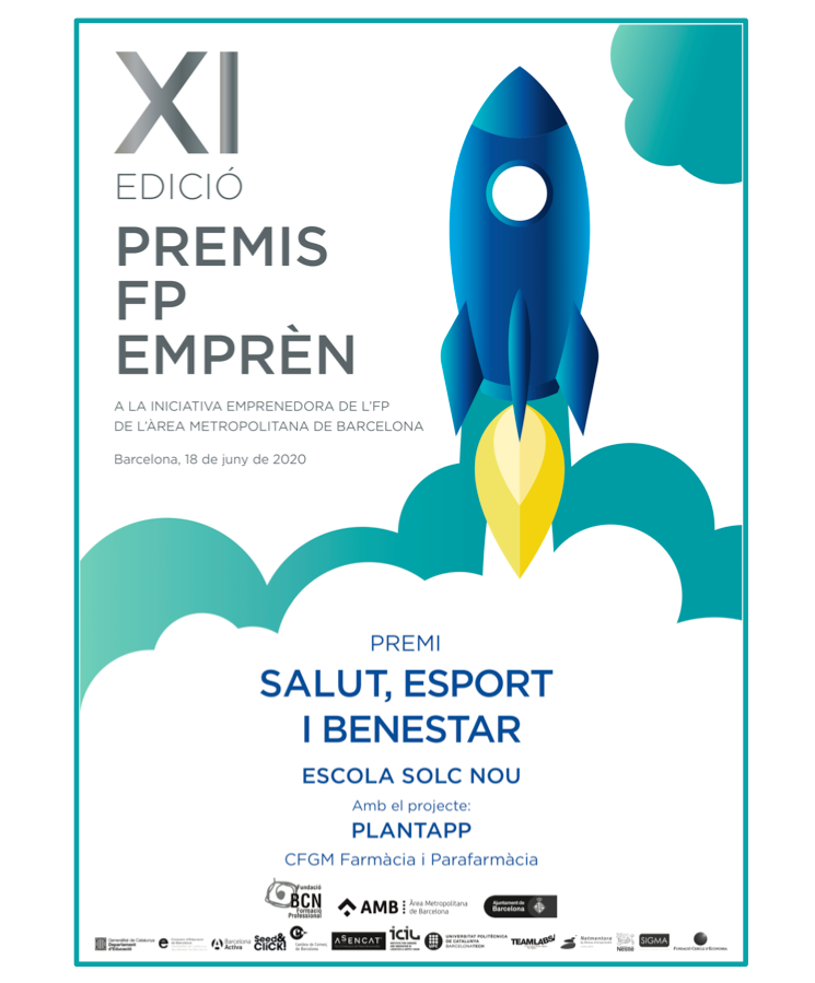 SolcNou's tweet photo. Us anunciem que hem estat guanyadors del premi Salut, esport i benestar en la XI edició dels Premis FP Emprèn amb el projecte Plantapp. Moltes gràcies @fundaciobcnfp per la gran oportunitat que doneu a l’alumnat! #fpemprèn #PFAR #Farmàciaiparafarmàcia #Eduquemambsentit https://t.co/klOaMEejKD