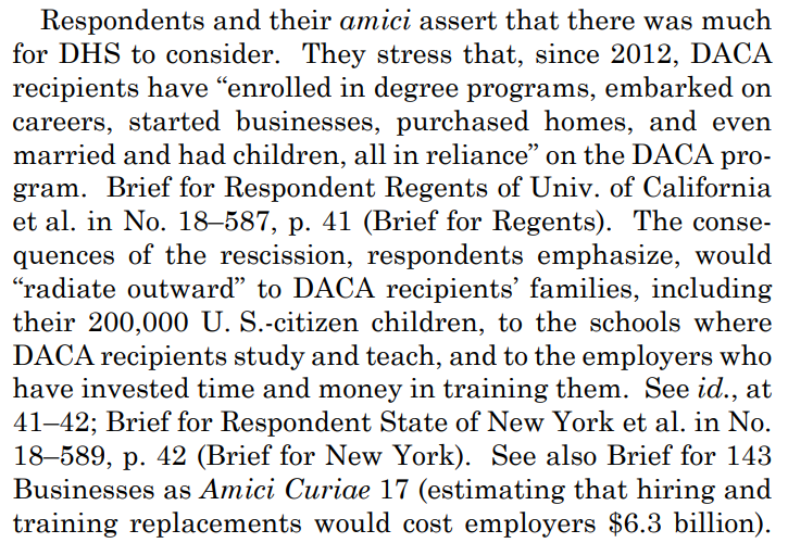 While DACA recipients remain at the mercy of the political will of the times, consider the following impacts DACA recipients have had on the American economy, as noted by Chief Justice Roberts: 20/22.