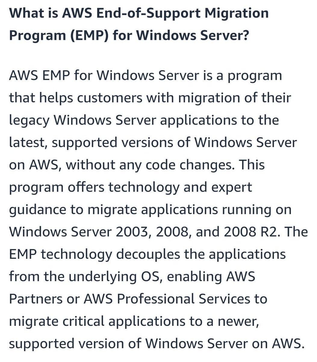 EMP is End-of-Support Migration Program.  @Potus, the Supreme Court.Like the Immigration decision from Supreme Court today. I said "wait for it." Now you will not have to worry about "end of support issues. @jack and  @fbi it's just my Cyber Genesis ™ and Xreal™>>