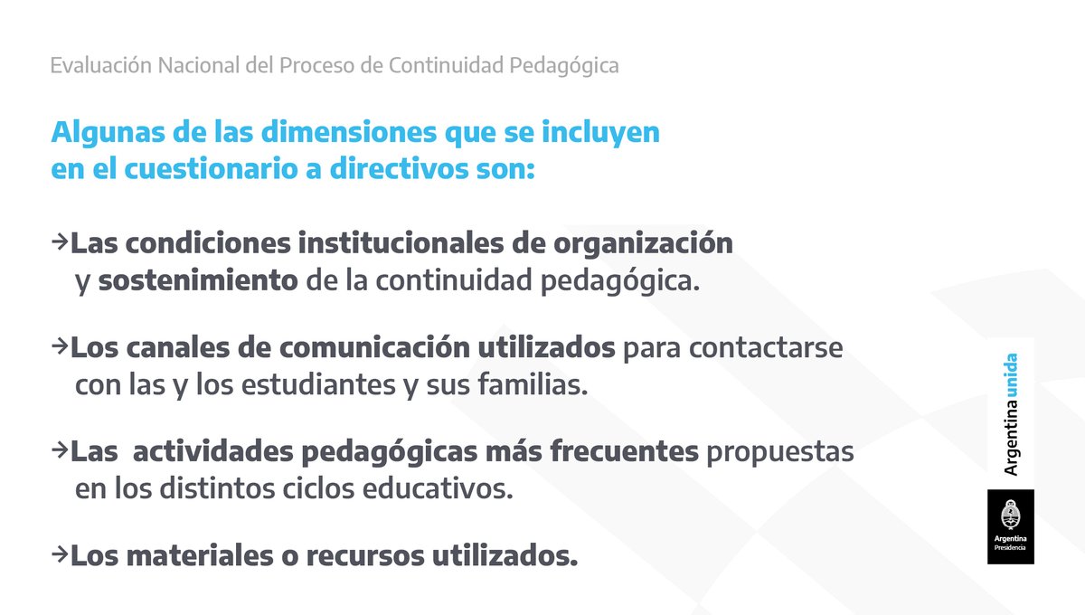 EvaluaeInfoAR's tweet photo. ¿Qué información releva el cuestionario en línea a directivos de la #EvaluaciónNacional del Proceso de Continuidad Pedagógica? 

Más información: https://t.co/kLHbfdmqo4

#SeguimosEducando https://t.co/Eyh2LUs8zn