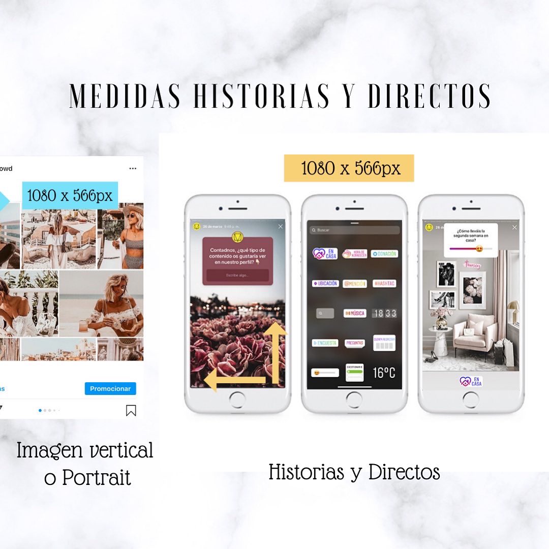 Guías de tamaños para Instagram📱
⁣
¡Evita equivocarte con las medidas! 📏
⁣
¿Te ha pasado alguna vez, que has terminado tu diseño y al intentar publicarlo las medidas no coincidían? 

¡Te damos la solución!📨👇🏻