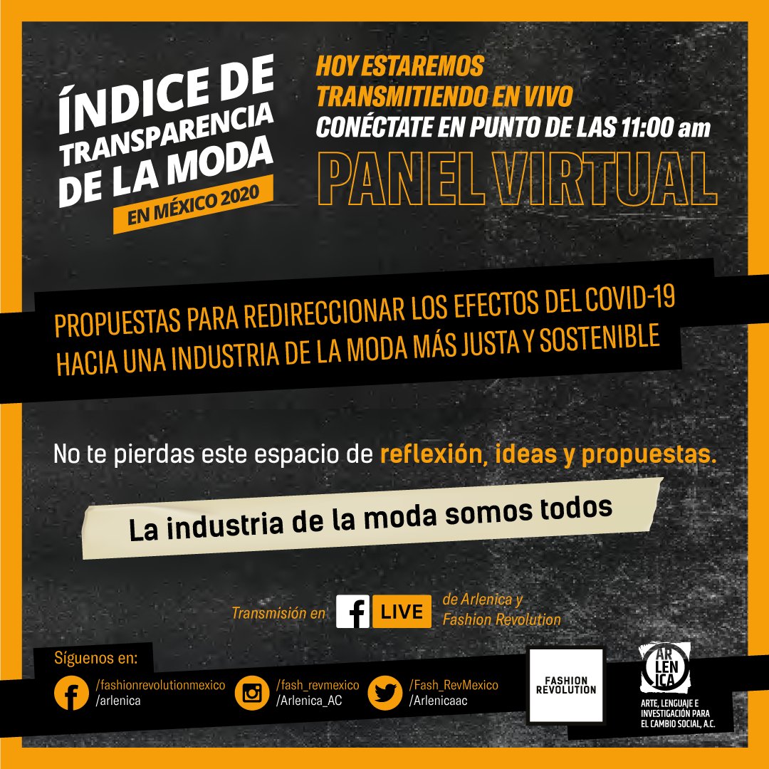 ArlenicaAC's tweet photo. A unos minutos de comenzar la transmisión en vivo #FacebookLive @Fash_RevMexico "Propuestas para redireccionar los efectos del #COVID-19 hacia una industria de la moda más justa y sustentable #ITMMx2020 #DerechosHumanos #Sustentabilidad https://t.co/tKSa2TBaI2