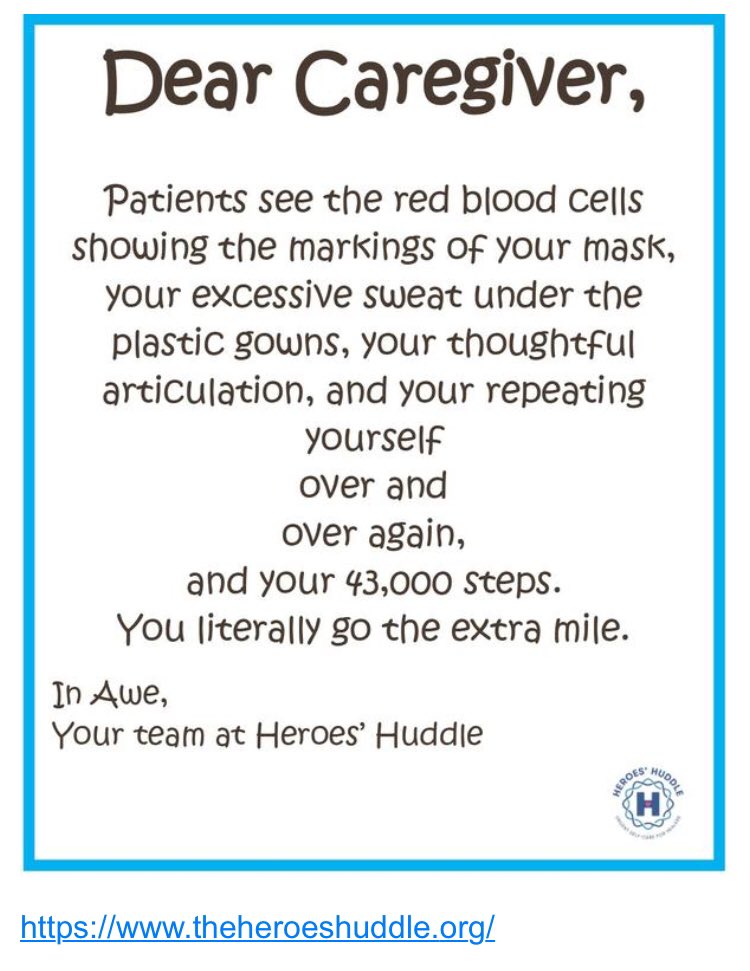 To the doctors and nurses wearing a mask 13 hours a day and not complaining...thank you.