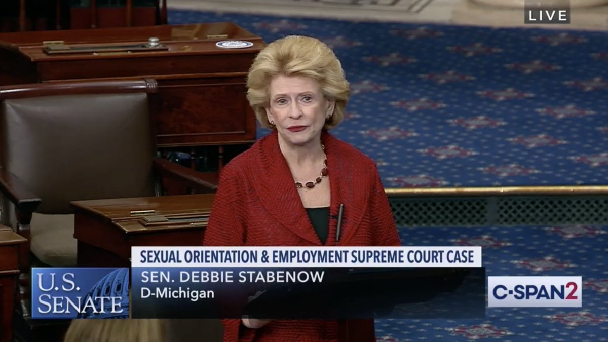 Screenshot of Senator Debbie Stabenow speaking on the Senate floor.