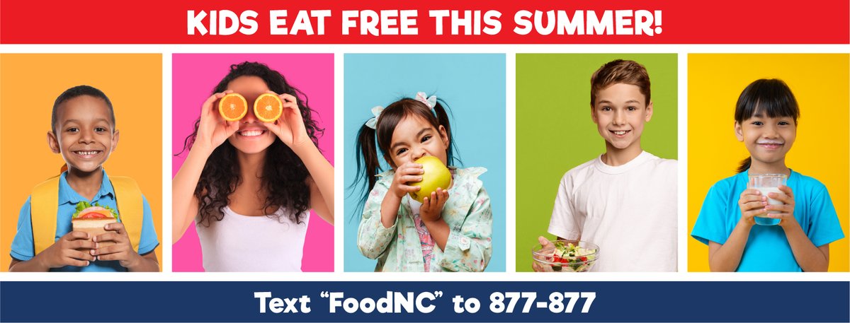 School is finished for the year, but hunger never takes a break. Summer Nutrition Program now underway providing meals to eligible children 18 years and younger. Find closest meal site: text FOODNC to 877-877, call toll-free 1.866.348.6479 or visit fns.usda.gov/meals4kids.