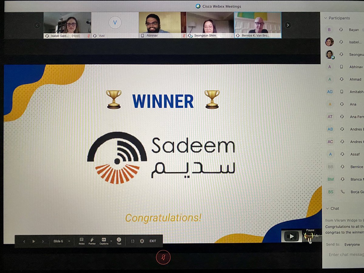 And we <a href="/sadeem_wss/">Sadeem Technology - تقنية سديم</a> won the competition #Innovate4Climate #PitchHub2020! 🎉🎊🎉  Thank you <a href="/WBG_Climate/">World Bank Climate</a> for such a great opportunity!
