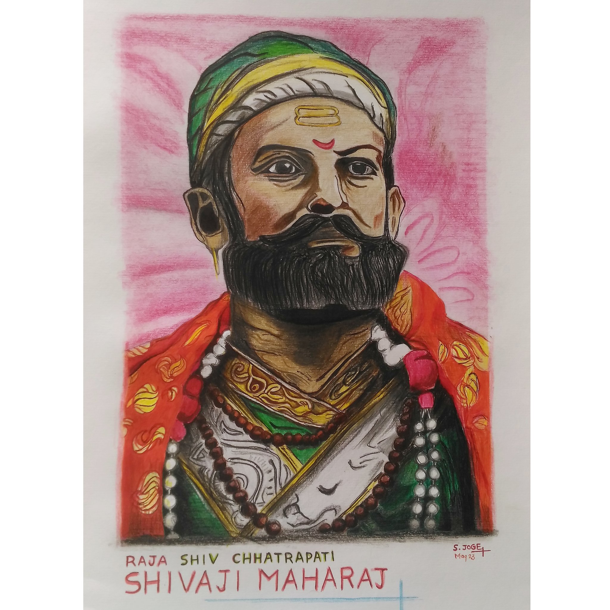 shivaji maharaj realistic drawing very easy and simple with colour pencil  step by step  YouTube