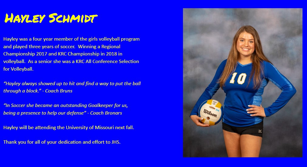 Our Skyhawk Spotlight for Thursday is Hayley Schmidt.  Stay healthy and stay strong! <a href="/JohnsburgSD12/">Johnsburg School District 12</a>