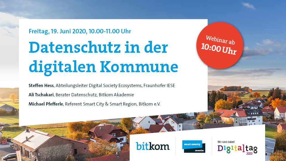 Immer mehr #Kommunen befinden sich auf dem Weg zur Smart City. In unserem Webinar befassen wir uns morgen mit dem Thema #Datenschutz. Zu Gast sind <a href="/steffenhess/">Steffen Hess</a> (<a href="/FraunhoferIESE/">Fraunhofer IESE</a>) &amp; Ali Tschakari (<a href="/Bitkom/">Bitkom</a>)
Einfach einwählen, kostenlos &amp; ohne Voranmeldung: bit.ly/3hMFosn