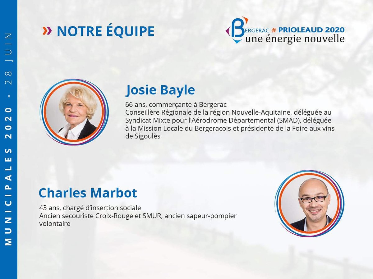 📷 Présentation de nos candidats : Prioleaud 2020 - une énergie nouvelle 📷

prioleaud2020.fr/Equipe.php

#Bergerac #Municipales #Municipales2020 #Perigord #MyPerigord #lovemyperigord #igers #igersfrance #igersdordogne #dordogne #igersbergerac #picoftheday #photooftheday #aquitaine