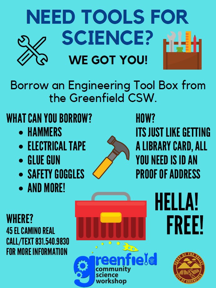 Greenfield_CA's tweet image. SCIENCE TOOLBOX!
--
HERRAMIENTAS PARA HACER CIENCIA!

#DoScience #HazCience #YaSeArmo #CSW #Greenfield