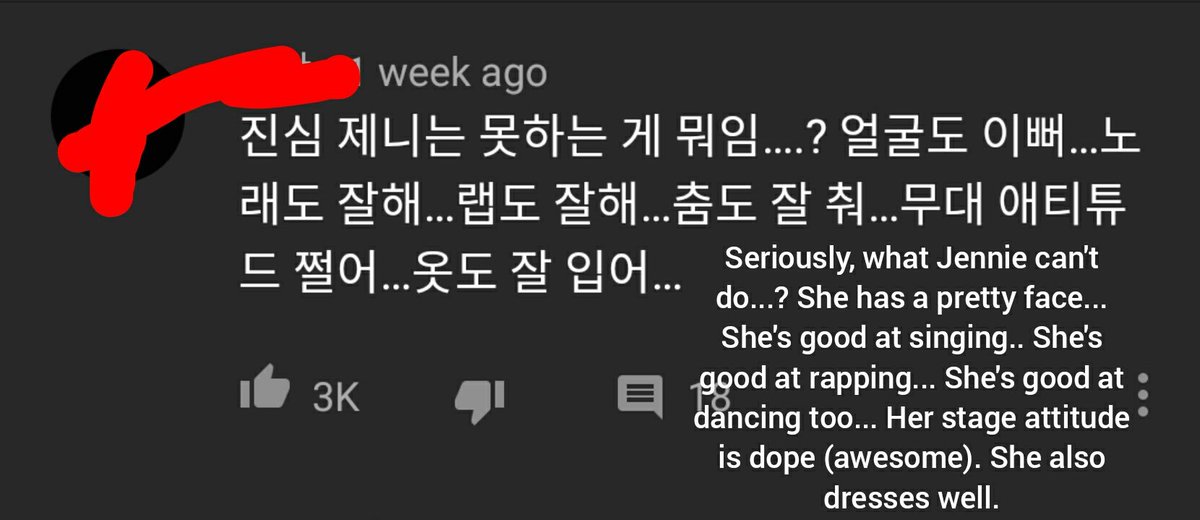 "Seriously, what Jennie can't do? She has a pretty face. She's good at singing. She's good at rapping. She's good at dancing too. Her stage attitude is dope (awesome). She also dresses well." #제니  @ygofficialblink Some comments under this vid.