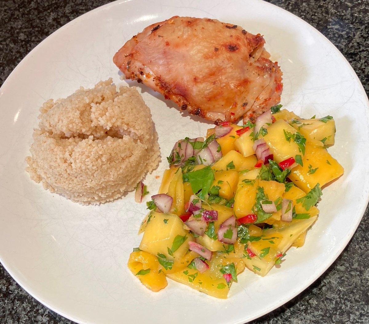 DelishHcs's tweet photo. Ruth @bowerparkac is keeping us inspired with her dinners  - here is her Chilli Chicken with Mango Salsa and Wholemeal CousCous #FoodInspiration #HomeCooking #Lockdown @HCS_LBH https://t.co/VeNWU56H9T