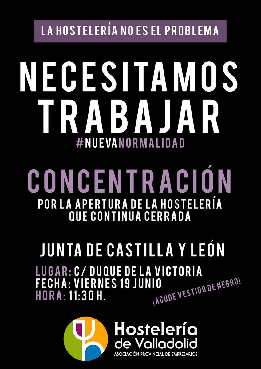 🚨 Desde el Zvmo, nos sumaremos este viernes 19 a la concentración que la Asociación Más que Bares ha convocado en protesta ante la actual situación que vivimos los bares musicales y de ocio nocturno, pues llevamos tres meses con los negocios cerrados.

¡¡NECESITAMOS TRABAJAR!!