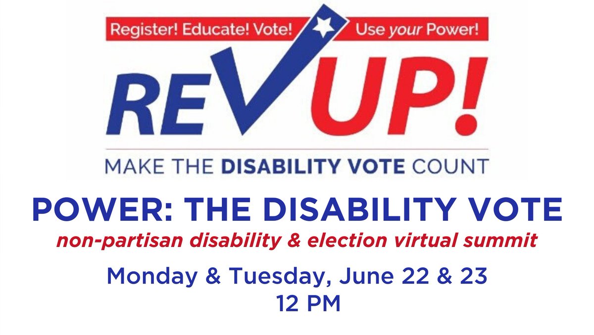 .<a href="/AAPD/">AAPD</a> will be hosting a national, non-partisan disability &amp; election virtual summit on June 22 &amp; 23 from 12-3:45 pm ET. Both days will include panels, presentations, &amp; a national call-to-action to mobilize disability voters &amp; allies. Register now: bit.ly/3dgoUWC